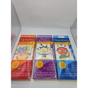 Brain Quest 3+ Lot Of 3 ~Shapes And Colors,Numbers, And Alphabet ~ Write & Erase
